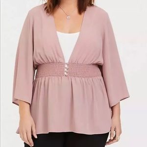 Torrid blush pink smocked button front babydoll